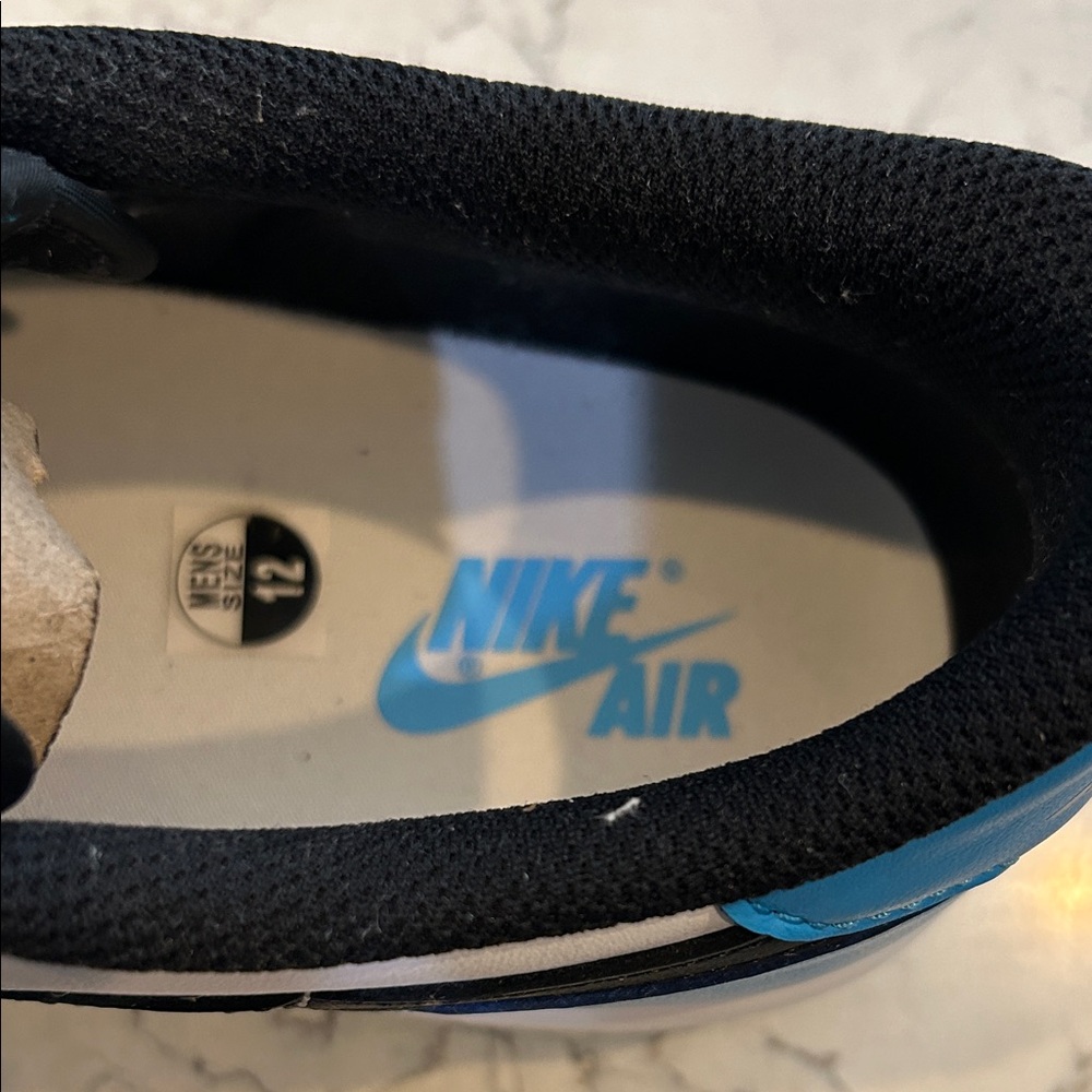 Air Jordan 1 Low Nike Men's Black and Dark Powder Blue Athletic Shoes - Picture 6 of 9